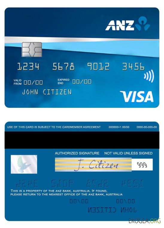 Australie ANZ Bank First carte de crédit visa